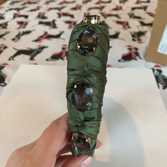 Anthropologie Green Headband with Crystal Embellishments - Picture 4 of 5